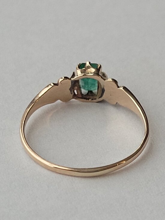 Victorian Natural Emerald Ring Antique Ostby Barton May Birthstone 10k - Picture 11 of 15